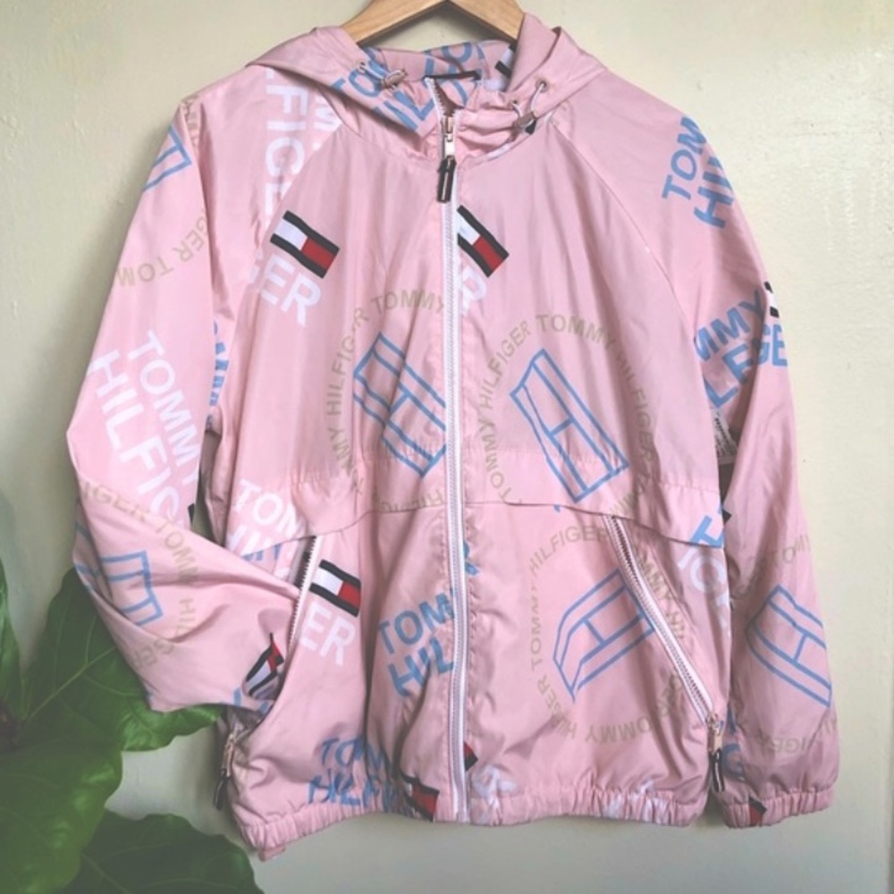 Tommy Hilfiger Pink Hooded Wind Breaker Jacket Size S/M